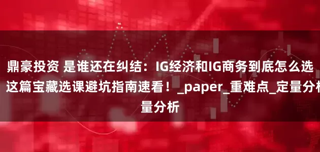 鼎豪投资 是谁还在纠结：IG经济和IG商务到底怎么选？这篇宝藏选课避坑指南速看！_paper_重难点_定量分析
